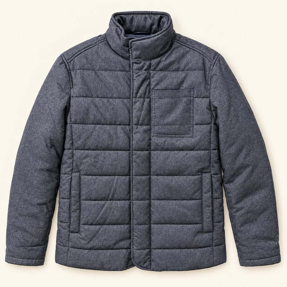 Banana Republic Blue Heather Quilted Puffer Jacket Men’s Small Water Resistant